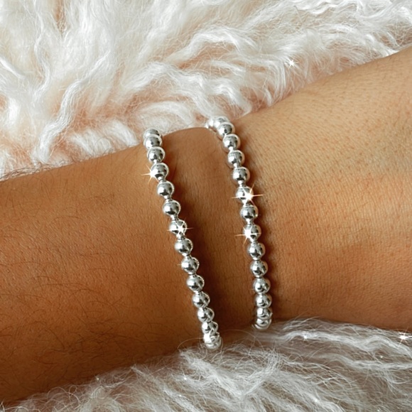 Jewelry - 4 mm sterling silver beaded bracelet